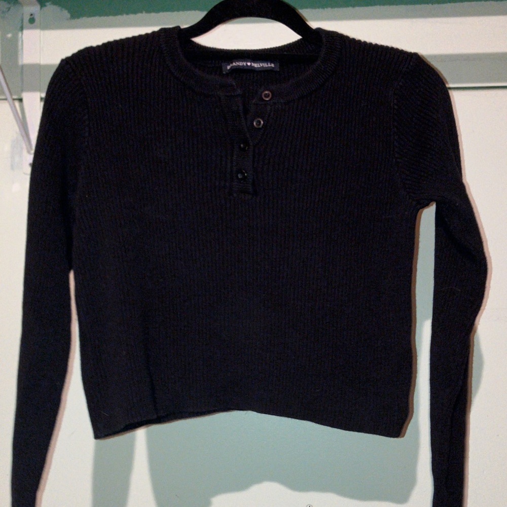 Black Long Sleeve Cropped Sweater